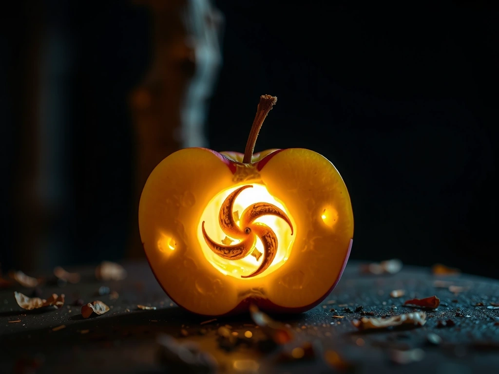 Die sichtbare Energie: Ein Apfel mit turbinenartigem Kern aus Licht